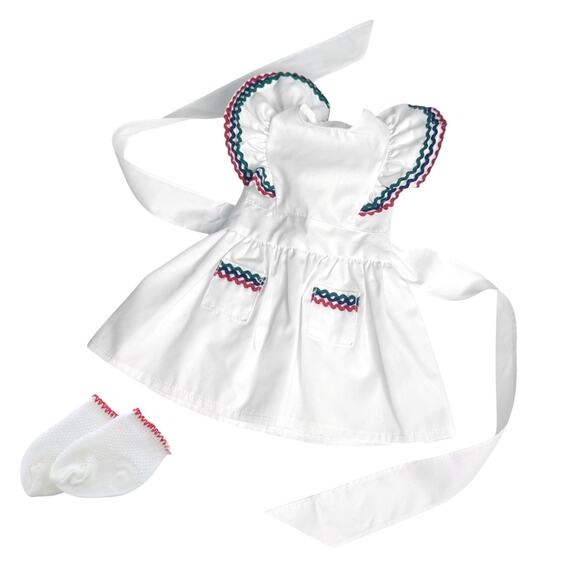 American Girl Molly Birthday Dress Socks Party Pinafore Mesh Anklets Set  Vintage